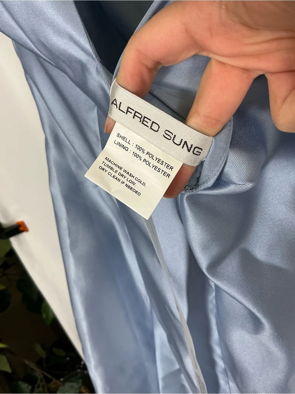 ALFRED SUNG Cloudy Blue Sleeveless Square-Neck Satin Gown - Picture 6 of 7
